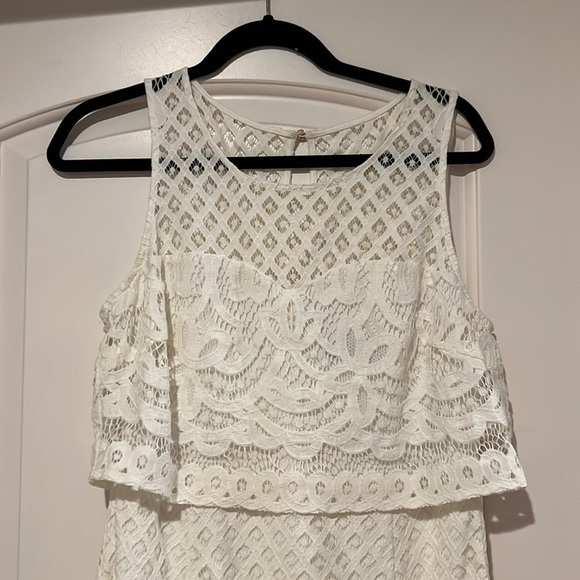 Guess White Lace Sleeveless Dress. Lined. Zipper Back. Size 10 - Picture 2 of 9